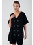 Kadın Keten Kısa Kol Kruvaze Oversize Gömlek K103 1