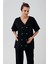 Kadın Keten Kısa Kol Kruvaze Oversize Gömlek K103 2