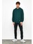 Erkek Koyu Yeşil Basic Kapüşonlu Regular Fit Normal Kesim 2 Iplik Kumaş Günlük Sweatshirt 4