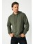 Erkek Haki Basic Kapüşonlu Regular Fit Normal Kesim 2 Iplik Kumaş Günlük Sweatshirt 2