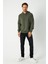 Erkek Haki Basic Kapüşonlu Regular Fit Normal Kesim 2 Iplik Kumaş Günlük Sweatshirt 3