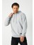 Erkek Gri Basic Kapüşonlu Regular Fit Normal Kesim 2 Iplik Kumaş Günlük Sweatshirt CMRE49 3