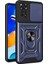 Case World Xiaomi Redmi Note 12 Pro 4g Kapak Lens Sürgülü Kamera Korumalı Yüzüklü Stantlı Tank Kılıf - Lacivert 1