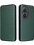 Asus Zenfone 9 Için Kılıf Deri Folio Flip Case Manyetik Karbon Fiber (Yurt Dışından) 2