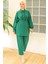 Fırfır Yaka Tunik Pantolon Ikili Takım 930 - Yeşil 4