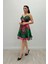 Organze Sifon Kumaş Desenli Mini Elbise - Yeşil 2