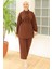 Fırfır Yaka Tunik Pantolon Ikili Takım 930 - Kahve 3