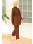 Fırfır Yaka Tunik Pantolon Ikili Takım 930 - Kahve 4