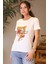 Kısa Kollu Sıfır Yaka Baskılı Beyaz Kadın T-Shirt 4SAK50166EK-2Y4 2