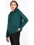 Kadın Yeşil Basic Kapüşonlu Regular Fit Rahat Sweatshirt 2