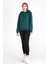 Kadın Yeşil Basic Kapüşonlu Regular Fit Rahat Sweatshirt 5