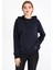 Kadın Lacivert Basic Kapüşonlu Regular Fit Rahat Sweatshirt 1
