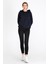 Kadın Lacivert Basic Kapüşonlu Regular Fit Rahat Sweatshirt 4