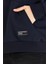 Kadın Lacivert Basic Kapüşonlu Regular Fit Rahat Sweatshirt 5