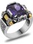Mor Baget Taşlı Avangarde Tasarım 925 Ayar Gümüş Şah Cihan Yüzüğü 3