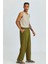 Relaxed Fit Dökümlü Erkek Pantolonu Haki 3