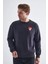 Sweatshirt, Füme Basic Kapüşonsuz, Içi Polarlı, Üç Iplik Tff M 1