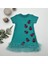 Uğur Böceği Nakışlı Fırfır Uçlu Kız Çocuk Jile Elbisesi Turkuaz 1