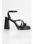Kadın Shanty Siyah Cilt Platform Topuklu Ayakkabı 2