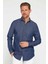 Slim Fit Uzun Kollu Dar Kesim Italyan Yaka 4 Mevsim Düz Denim Lacivert Erkek Gömlek 1
