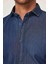 Slim Fit Uzun Kollu Dar Kesim Italyan Yaka 4 Mevsim Düz Denim Lacivert Erkek Gömlek 4