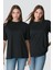 Bisiklet Yaka Kısa Kol 2'li Casual Basic T-Shirt 961 Siyah 1