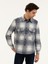 Erkek Lacivert Yün Karışımlı Ekose Overshirt Gömlek 50277998-VR033 1