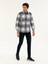 Erkek Lacivert Yün Karışımlı Ekose Overshirt Gömlek 50277998-VR033 4