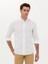 Erkek Beyaz Slim Fit Keten Karışımlı Gömlek 50266184-VR013 1
