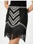 Püsküllü Keten Mini Etek Desenli Şerit Detaylı 5