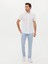 Erkek Beyaz Slim Fit Keten Karışımlı Kısakol Gömlek 50269570-VR013 4