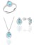 Gümüş Rodyumlu Akuamarin Taşlı Damla Modeli Üçlü Set SGTL11003MAVI 1