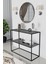 Raflı Helena Temperli Füme Camlı Metal Dresuar 40X100 Modern 40 x 100 Metal 100 cm Gri Modern 82 cm 2