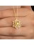 925 Ayar Gümüş Gold Beyaz Taşlı Lotus Çiçeği Kadın Kolye 3