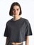 Xsıde Bisiklet Yaka Düz Kısa Kollu Oversize Kadın Crop 1