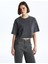 Xsıde Bisiklet Yaka Düz Kısa Kollu Oversize Kadın Crop 4