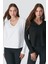 V Yaka Uzun Kol 2'li Basic T-Shirt 954 Siyah/beyaz 1