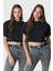 Bisiklet Yaka 2'li Crop T-Shirt 959 Siyah 1