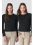 Bisiklet Yaka Uzun Kol 2'li Basic T-Shirt 955 Siyah 1