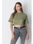 Bisiklet Yaka 2'li Crop T-Shirt 959 Haki/füme 2