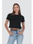 Bisiklet Yaka Kısa Kol 2'li Crop T-Shirt 956 Siyah/beyaz 5