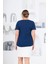 Ayıcık Baskılı Büyük Beden Indigo T-Shirt 5