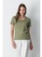 V Yaka Kısa Kol 2'li Basic T-Shirt 962 Haki/bej 3