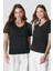 V Yaka Kısa Kol 2'li Basic T-Shirt 962 Siyah 1