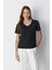 V Yaka Kısa Kol 2'li Basic T-Shirt 962 Siyah 4