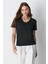 V Yaka Kısa Kol 2'li Basic T-Shirt 962 Siyah 5