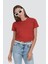 Bisiklet Yaka Kısa Kol 2'li Crop T-Shirt 956 Kiremit/gül Kurusu 4