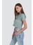 Bisiklet Yaka Kısa Kol 2'li Crop T-Shirt 956 Çağla/gül Kurusu 5