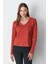 V Yaka Uzun Kol 2'li Basic T-Shirt 954 Haki/kiremit 3