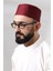 Bordo Kapitone Osmanlı Tuğrası Nakışlı Kalıp Namaz Takkesi 3